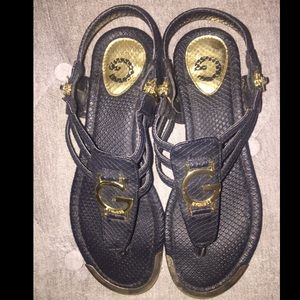 GUESS🔻 Black & Gold Sandals